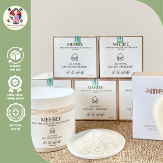 Muối tắm giữ ấm cho bé hữu cơ giữ ẩm Meebee tặng kèm bông tắm hữu cơ an toàn cho trẻ sơ sinh