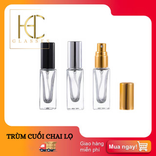 10 Chai lọ chiết 5ml đựng nước hoa thủy tinh xịt phun sương vuông vỏ dày đẹp