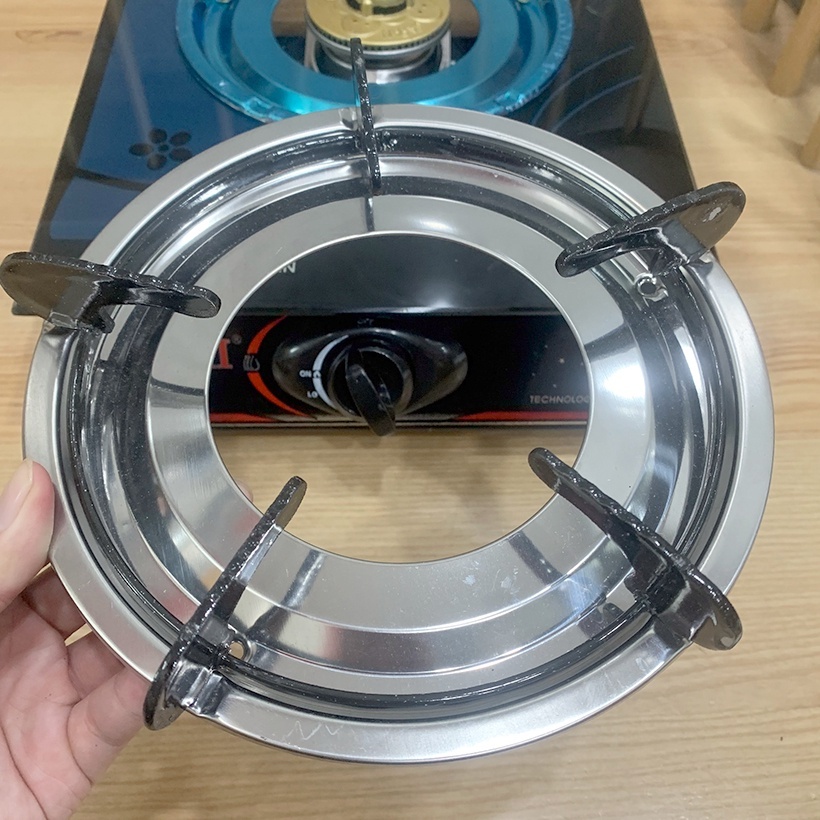 Khay inox bếp gas + kiềng bếp gas 5 chân mặt kính, phụ tùng, linh kiện bếp gas