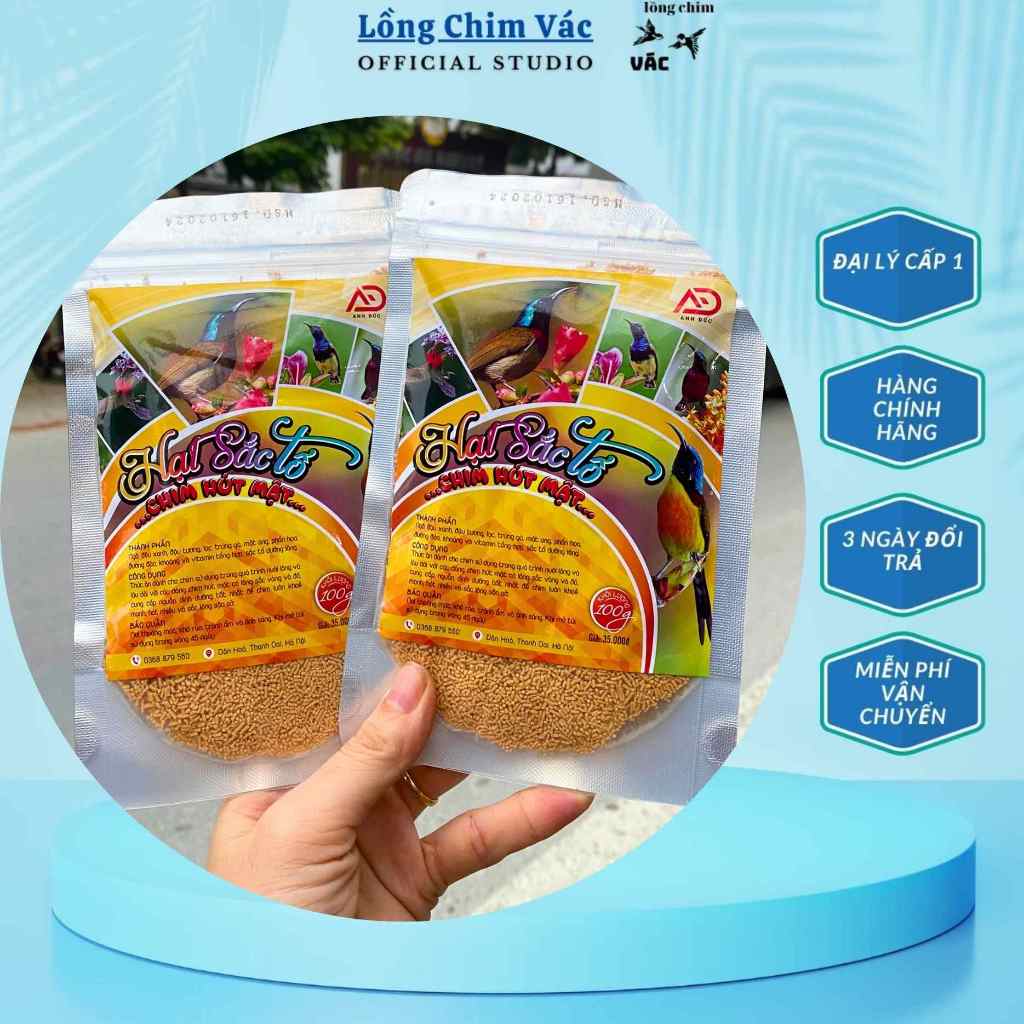HẠT SẮC TỐ CHIM HÚT MẬT, CÁM CHIM HÚT MẬT THAY LÔNG, CÁM DƯỠNG LÔNG CHO CHIM HÚT MẬT GÓI 100G