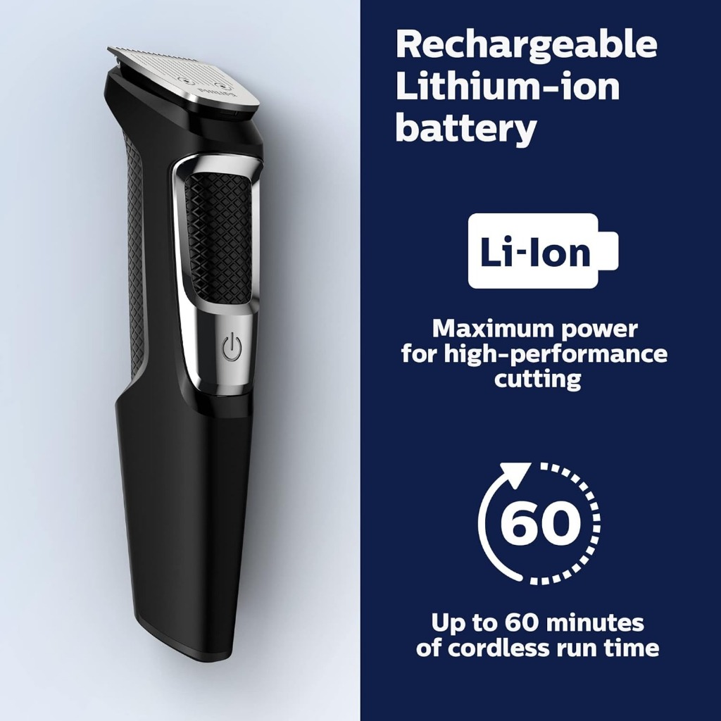 Tông đơ cắt tóc, Máy cạo râu Philips Norelco MG3750/60 Multigroom 3000, 13 loại đầu tông đơ