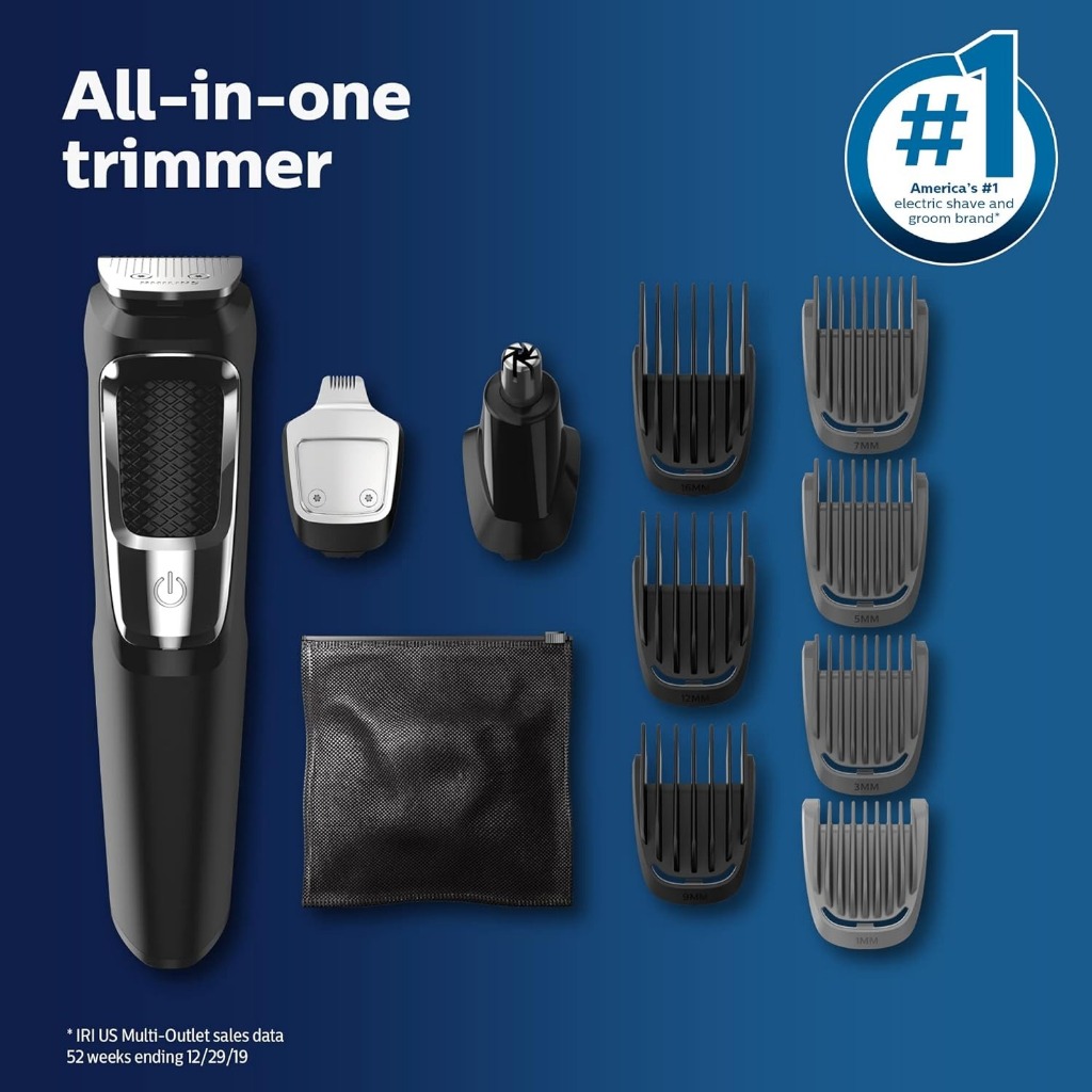 Tông đơ cắt tóc, Máy cạo râu Philips Norelco MG3750/60 Multigroom 3000, 13 loại đầu tông đơ