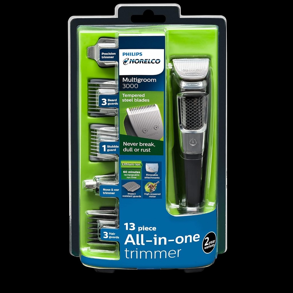 Tông đơ cắt tóc, Máy cạo râu Philips Norelco MG3750/60 Multigroom 3000, 13 loại đầu tông đơ