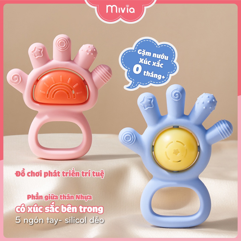 Gặm nướu xúc xắc hình ngón tay, đồ chơi xúc xắc phát triển nghe nhìn cho bé, ngậm nướu silicon cho bé