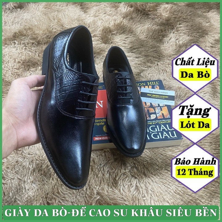 Giày da nam công sở da bò nguyên tấm bảo hành 1 năm HQ0160