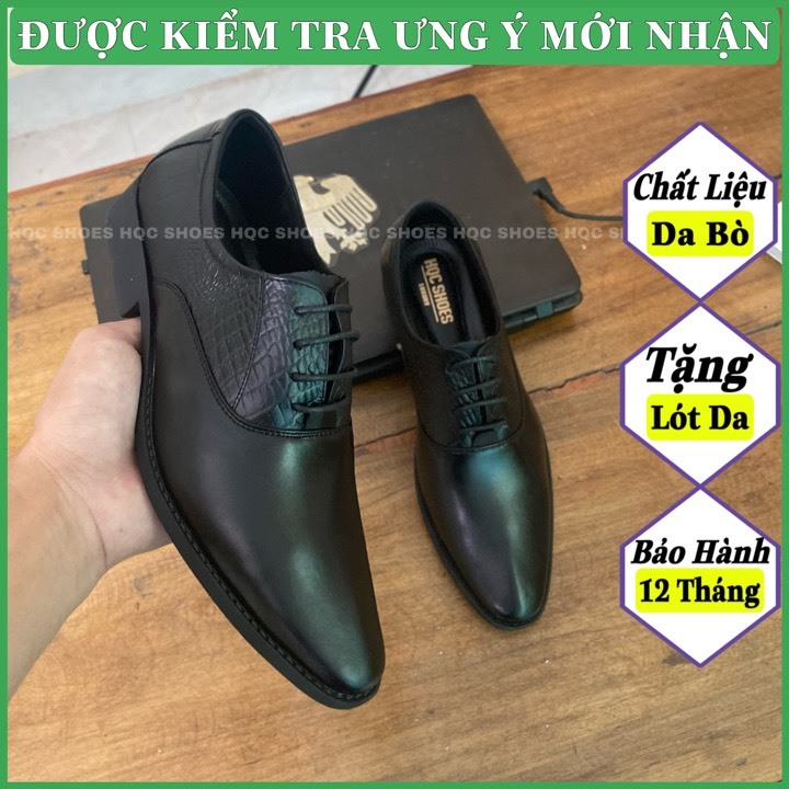 Giày da nam công sở da bò nguyên tấm bảo hành 1 năm HQ0160