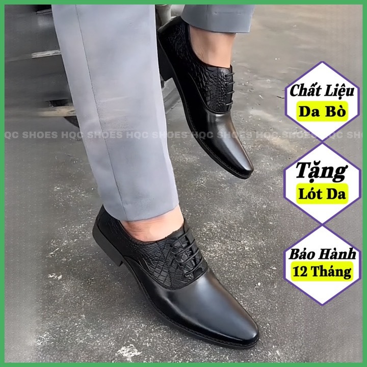 Giày da nam công sở da bò nguyên tấm bảo hành 1 năm HQ0160