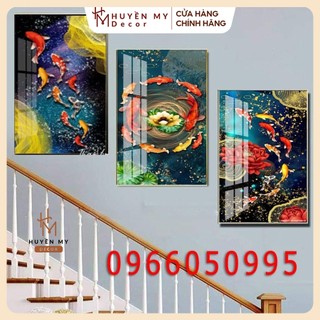 Tranh sen cá 💝FREESHIP💝 in UV tráng gương chất liệu Mica tranh pha lê giá gốc tận xưởng sản xuất