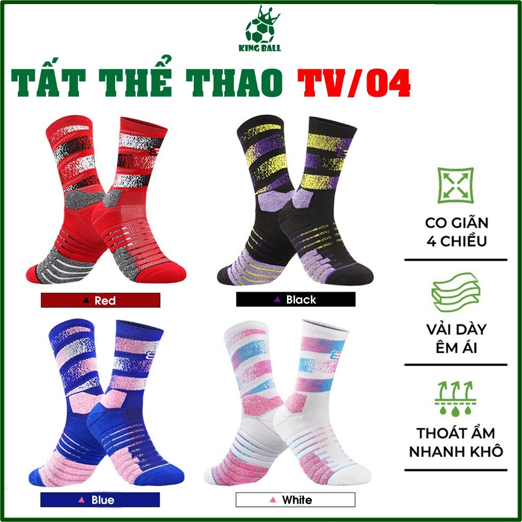 Tất Vớ Thể Thao Nữ Nam TV/03 Cổ Cao Chơi Bóng Đá Chạy Bộ, Tất Bóng Rổ Cổ Ngắn Cổ Lửng Giá Rẻ Cao Cấp Co Giãn Khử Mùi