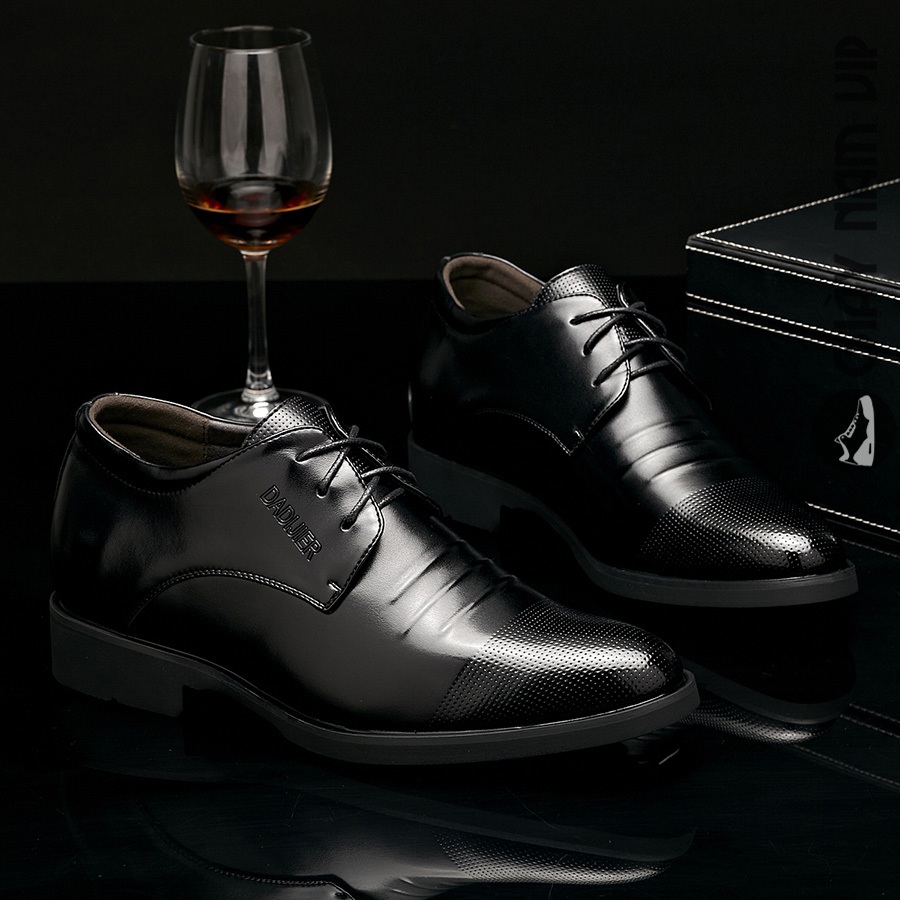 Giày Nam Tăng Chiều Cao Công Sở Cao Cấp Đẹp GIAYNAMVIP Giày Độn Đế Nam 6cm Đen GD46