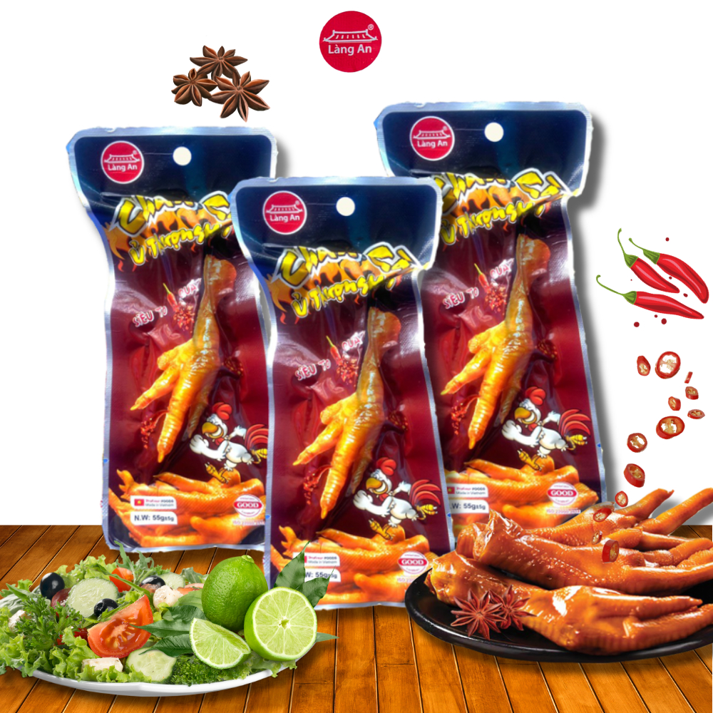 Combo 10 cái chân gà cay ủ Thượng Hạng Làng An-chân gà ủ vị tứ xuyên tương thơm ăn liền