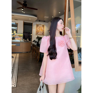 Áo tơ hoa hồng babydoll+Ảnh thật shop chụp