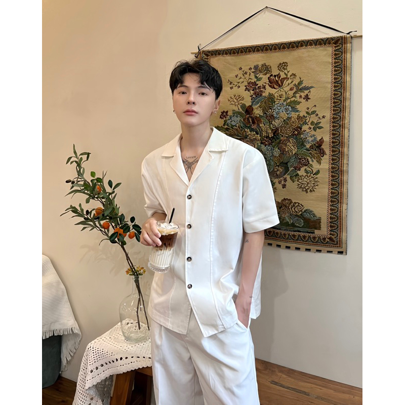 Sơmi tay ngắn kaki cotton by LITTLEBROTHER form rộng