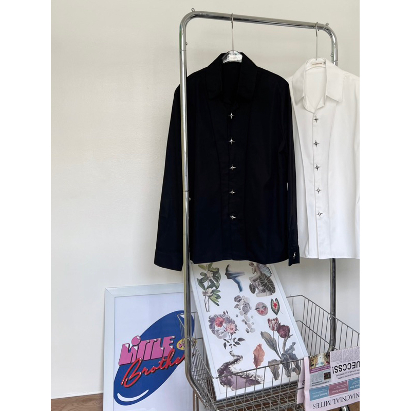 Áo sơmi đệm vai tay dài LITTLESTAR by Littlebrother form rộng unisex