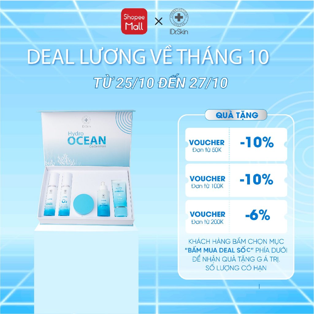 Bộ sản phẩm skincare iDr.Skin Hydro Ocean Collection chăm sóc da toàn diện