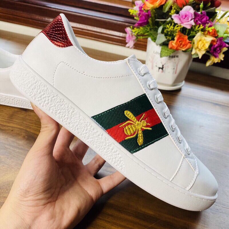 Giày gucc.i rắn, gc chun , giày loved , ace , for love thể thao nam nữ cao cấp kem box xanh