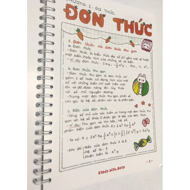 Sổ lò xo trang trí sticker Toán 8