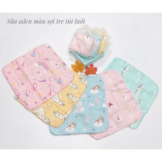 Set 10 khăn sữa sợi tre adens màu túi lưới