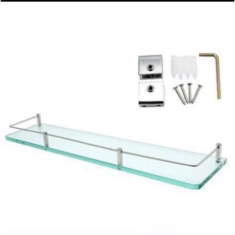 Gương soi nhà tắm, Combo Gương phòng tắm và kệ gương,Bộ gương soi kt 45x60 và kệ kiếng dài 50cm kèm pas ốc vít