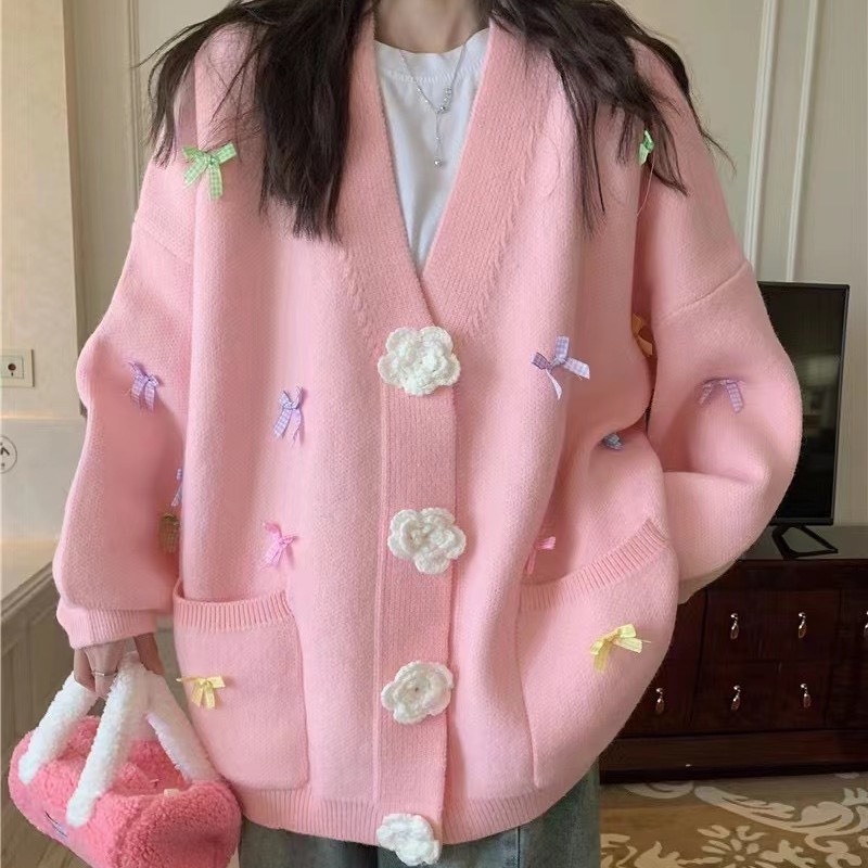 Áo cardigan len nữ khuy dệt hoa phối màu - 247store.vn - Cadigandinhno810_P0K16