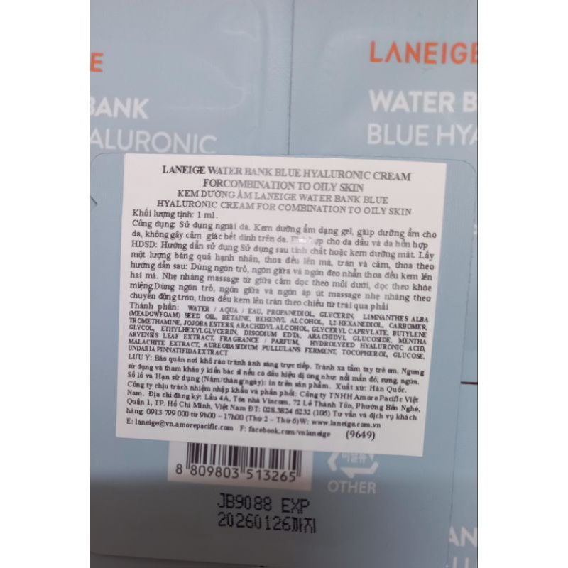 Sét Kem dưỡng Laneige Water Bank Blue Hyaluronic Cream dành cho da dầu da hỗn hợp