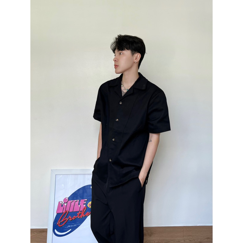 Sơmi tay ngắn kaki cotton by LITTLEBROTHER form rộng