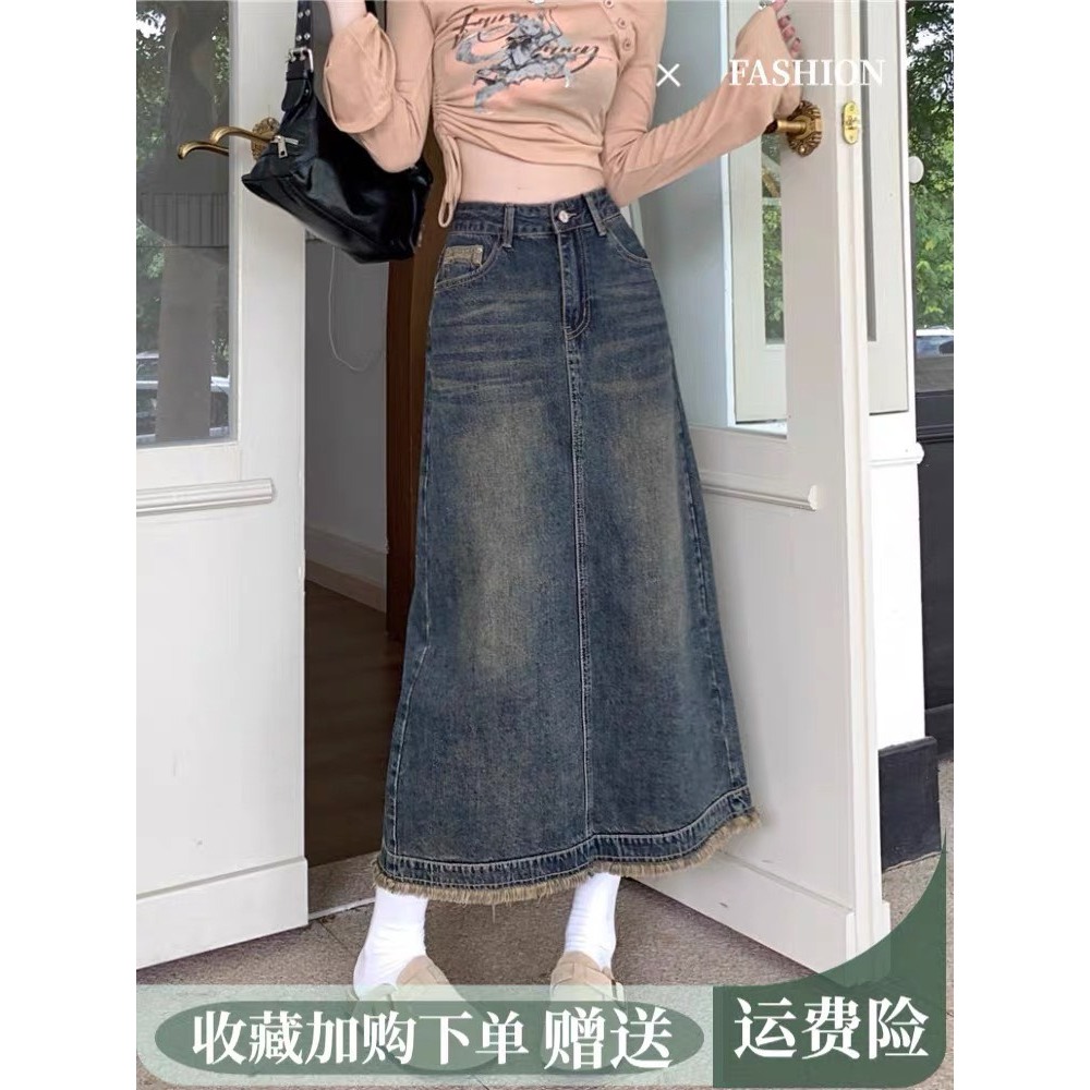 Chân váy jeans dáng dài rách xẻ tà sau phong cách Hàn - 247store.vn - CVtuarua8330_P13K2