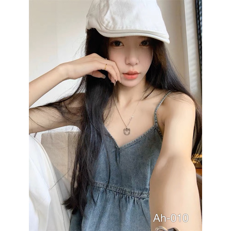 Áo 2 dây nữ jean chất bò mềm kaki denim babydoll dây chỉnh mùa hè y2k ulzzang hàn quốc SM11 L66