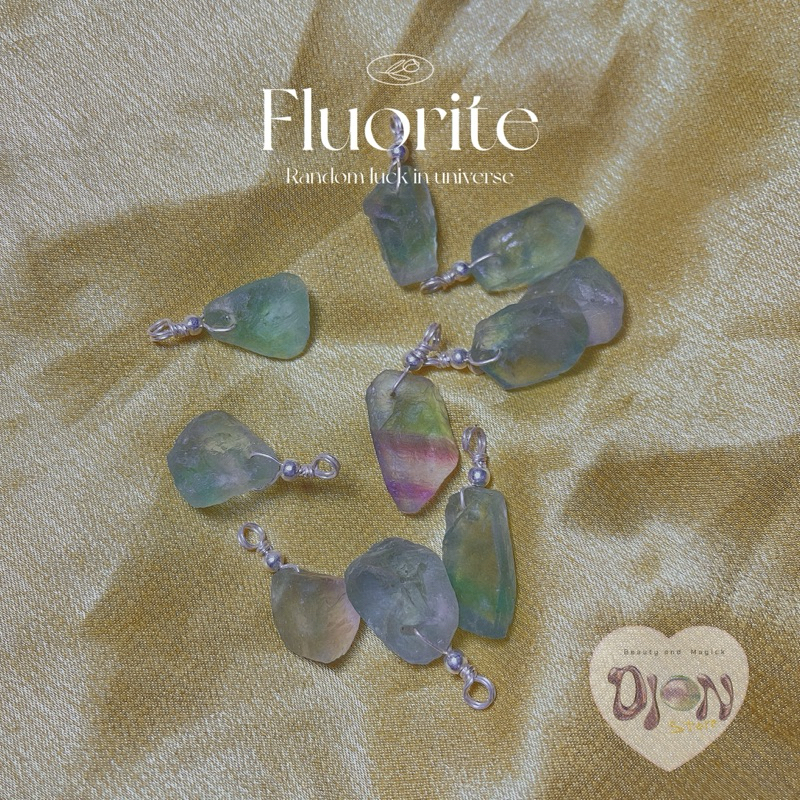 1 MẶT dây chuyền đá thô FLUORITE chốt BẠC S999