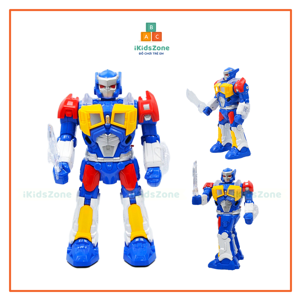 Đồ chơi robot xoay 360 độ có đèn led phát sáng, robot đồ chơi siêu nhân phát nhạc, tự di chuyển