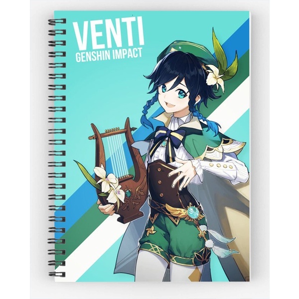 Sổ vẽ chì in hình bìa venti albedo hutao ganyu zhongli xiao diluc eula Raiden kokomi yaemiko eula karuha genshin