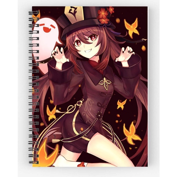 Sổ vẽ chì in hình bìa venti albedo hutao ganyu zhongli xiao diluc eula Raiden kokomi yaemiko eula karuha genshin