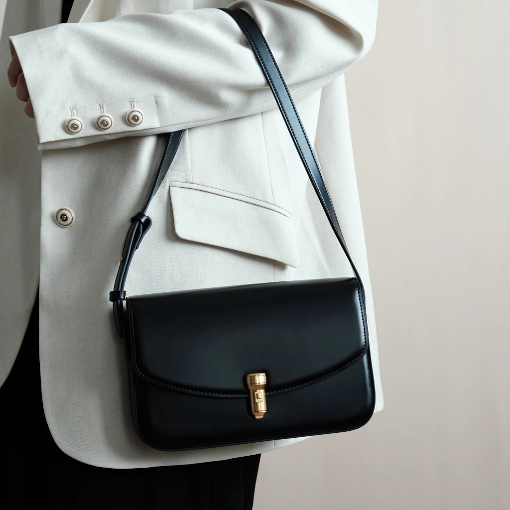 Túi baguette vuông da thật khoá đồng - VENUS