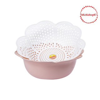 Rổ Nhựa Kèm Thau Hình Hoa Mai Nhựa Việt Nhật An Toàn Bền Đẹp - Rổ Thau Rổ 2 Lớp Nhà Bếp (3395-1)