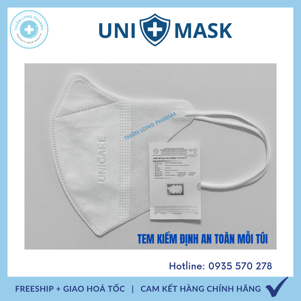 Thùng 200 chiếc Khẩu trang 5D UNI CARE 3 lớp kháng khuẩn chính hãng công ty