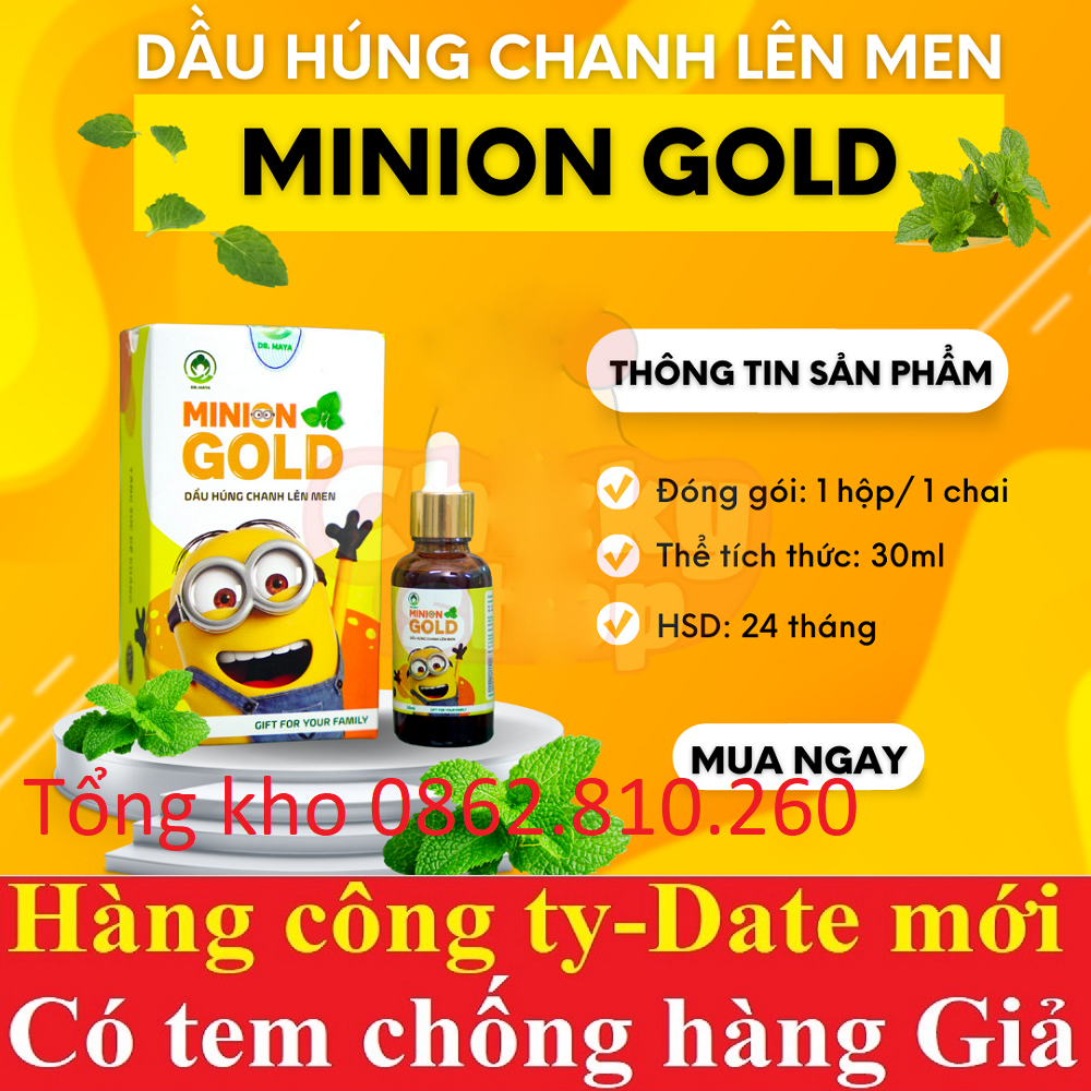 Minion Gold tinh dầu húng chanh lên men 30ml date mới hỗ trợ tăng sức đề kháng