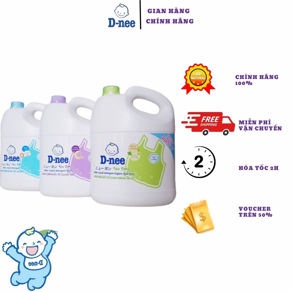 Nước Giặt Quần Áo Em Bé Dnee 3000Ml - Nước Giặt Xả Cho Trẻ Em An Toàn, Chính Hãng Công Ty Đại Thịnh Chuẩn Thái