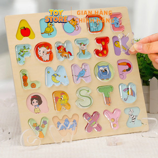 Bộ bảng chữ cái bằng gỗ ABC toystore FUDAER đồ chơi giáo dục sớm có chữ tượng hình đáng yêu cho bé