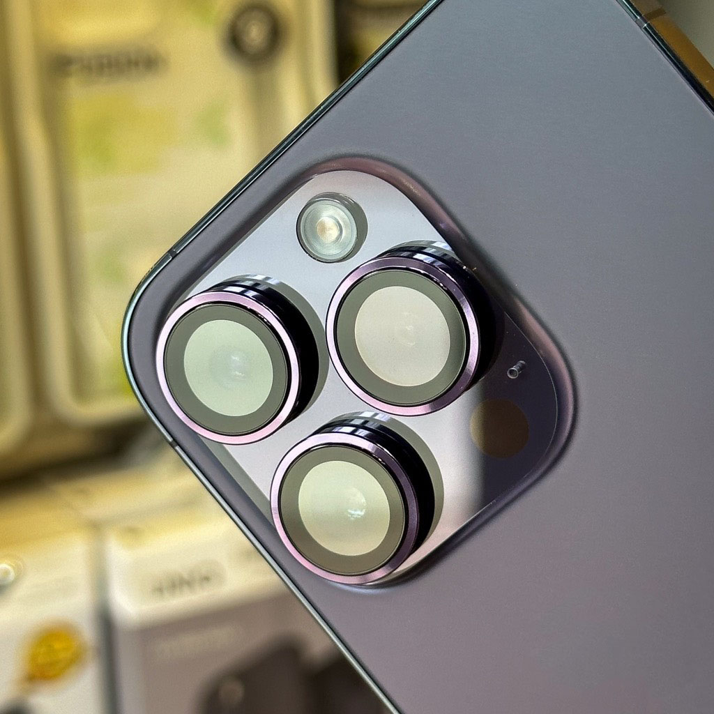 Kính Camera lPHONE KUZOOM PVD 2 Tầng 3D bảo vệ mắt dán Lens Cam chống trầy xước 13 14 15 Pro Max Titan Tankashop99