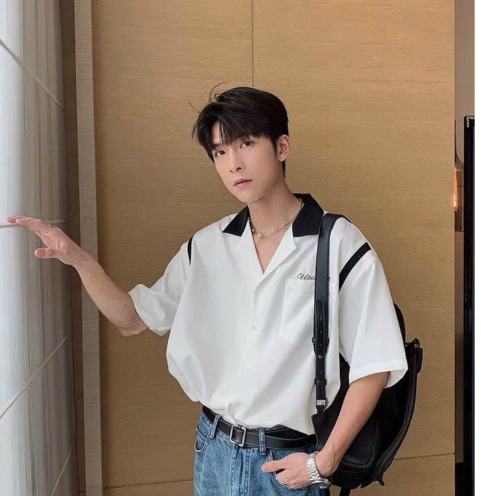 Áo Sơ Mi Nam Nữ Tay Lỡ CỔ VEST CÓ TÚI LOGO THÊU Phong Cách Unisex Ulzzang Minhthu fashion