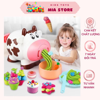 Đất nặn kèm khuôn bò sữa, máy làm mì làm kem đất sét an toàn cho bé Mia Store