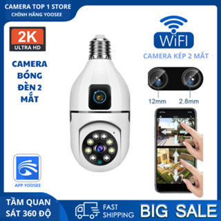 Camera 2 mắt quan sát wifi bóng đèn Yoosee đàm thoại 2 chiều có màu ban đêm ptz xoay