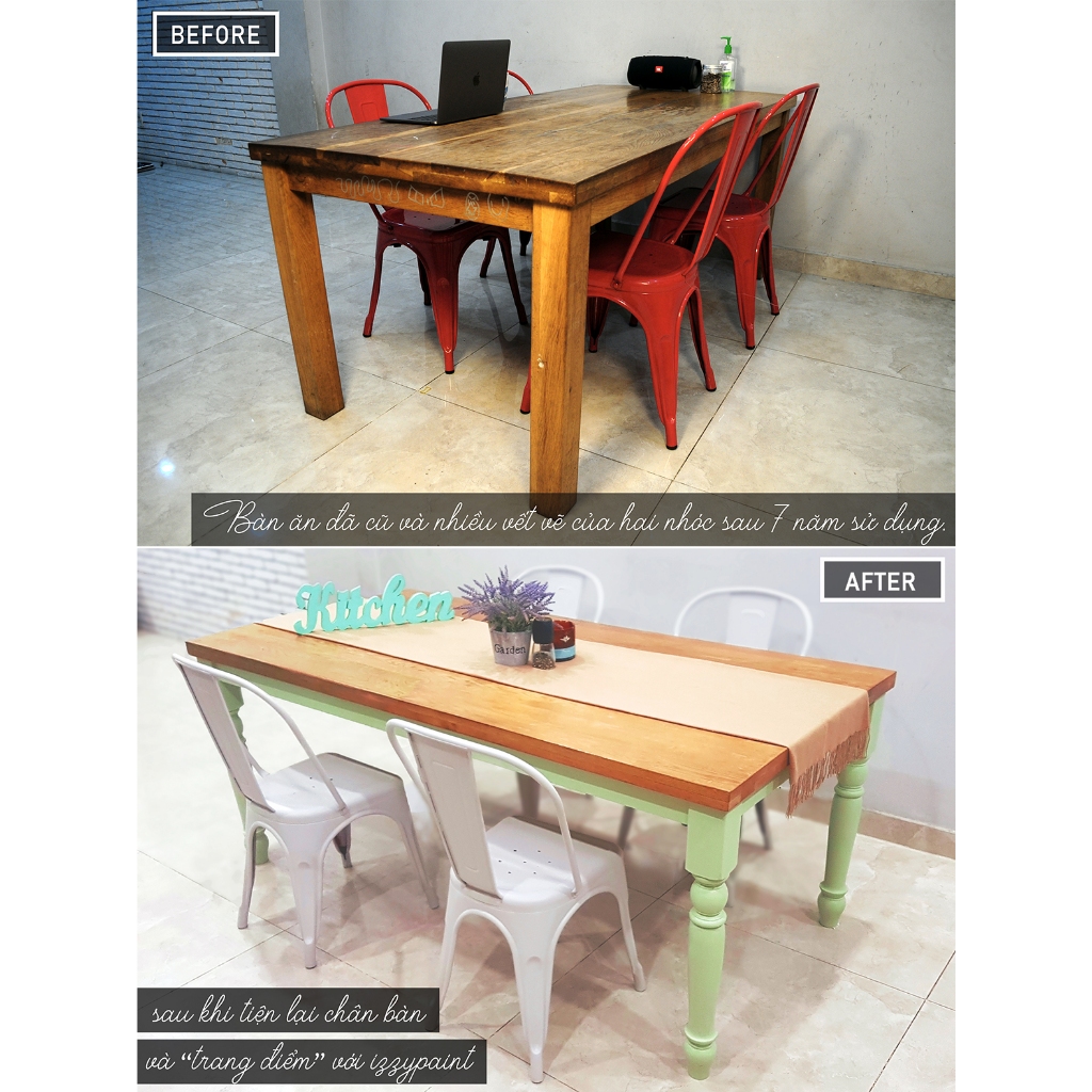 Izzypaint 200gr 💙 Sơn Chuyên Dụng cho Make over 💙 chalk paint sơn phấn DYI nhanh khô, sơn gỗ gốc nước không mùi độc hại