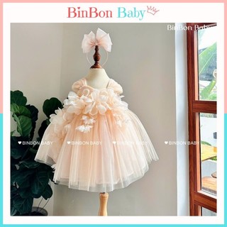 Váy công chúa cho bé BINBON BABY,đầm công chúa hoa dây cho bé