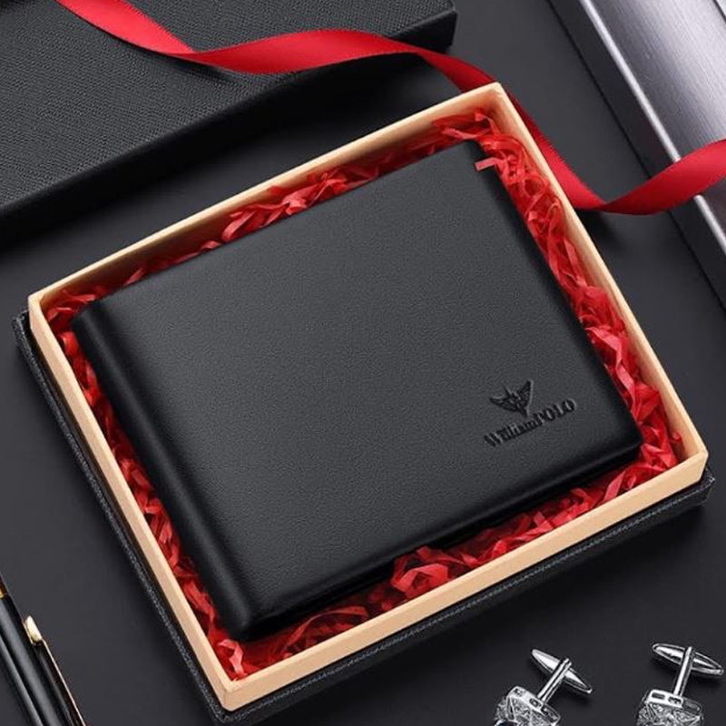 Ví da nam , Ví nam cao cấp full hộp Williampolo chất liệu da bò nguyên tấm V54