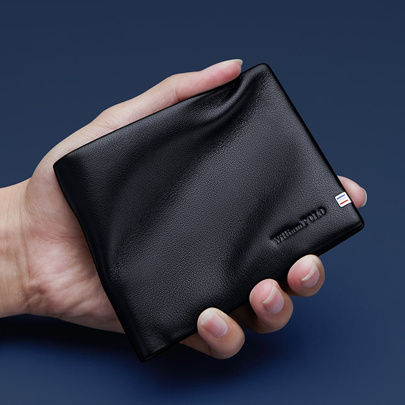 Ví da nam , Ví nam cao cấp full hộp Williampolo chất liệu da bò nguyên tấm V55