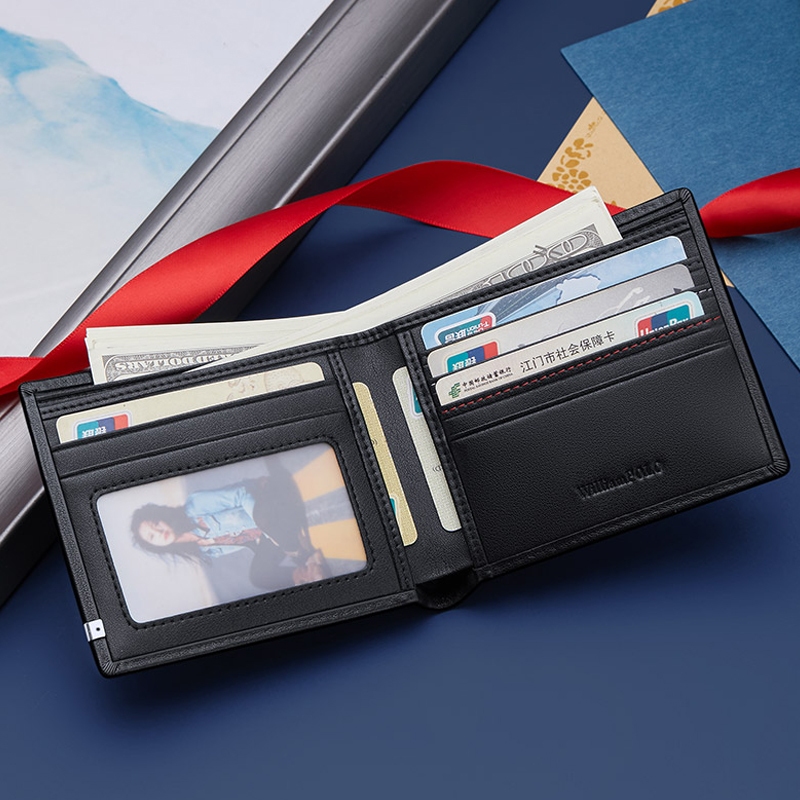 Ví da nam , Ví nam cao cấp full hộp Williampolo chất liệu da bò nguyên tấm V55