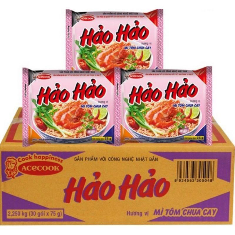 Thùng 30 gói hảo hảo chua cay 75 gr. date mới