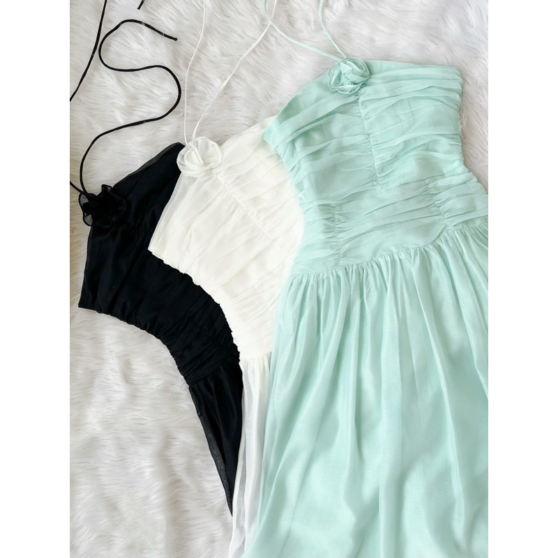 Chen.room Đầm xoè dáng Helen dài đính tag hoa tiểu thư nhẹ nhành