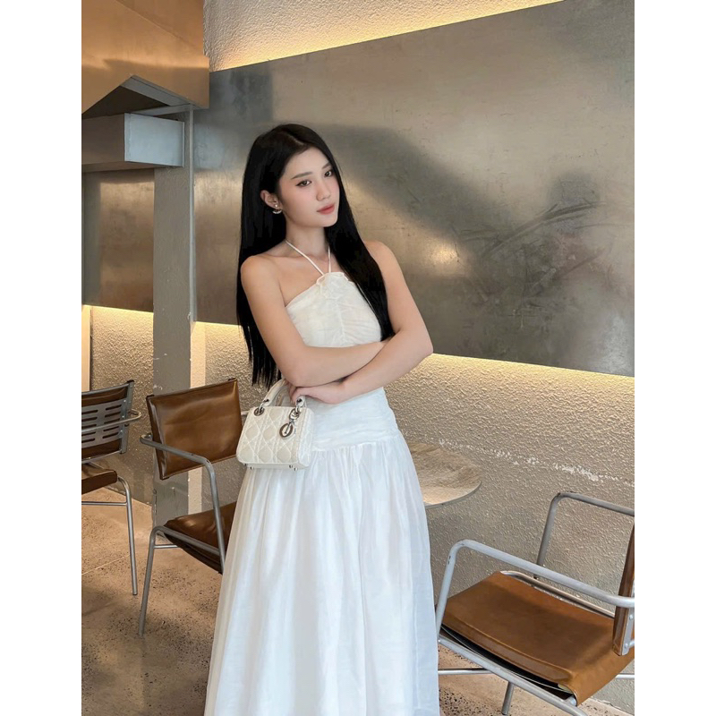 Chen.room Đầm xoè dáng Helen dài đính tag hoa tiểu thư nhẹ nhành